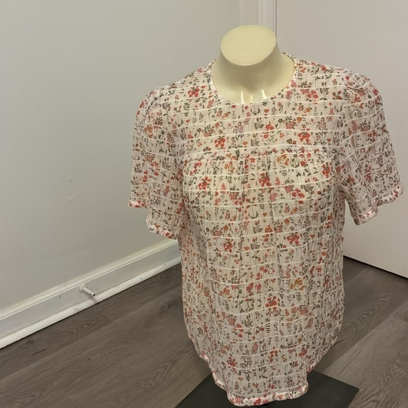 Rails Kinley Floral Print Top blouse crinkled pleated modal Floral Short Sleeve - Picture 3 of 8